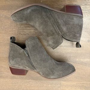 Fall Booties - Green Grey Suede
